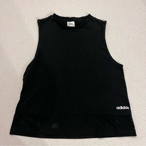 Adidas Women’s Muscle Tank Top Size S Mesh Black Detail Logo Graphic Sle…
